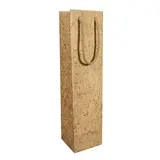 Sac 1 bouteille kraft lisse brun poignées corde coton 9,5+9,1x38,5 cm – Paquet de 10 - Sacs pour bouteilles de vin