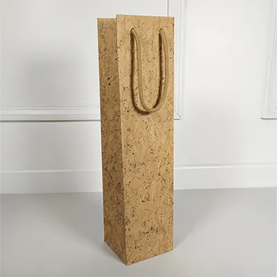 Sac bouteille kraft effet liège finition haut de gamme 9,5 + 9,1 x 38,5 cm - Sac cadeau bouteille - 1 bouteille - Paquet de 10 - Sacs bouteilles-3