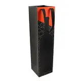 Sac 1 bouteille noir/rouge poignées plates 9,5+9,1x38,5 cm – Paquet de 10 - Sacs pour bouteilles de vin