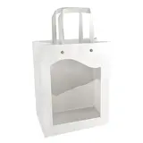 Sac kraft blanc à fenêtre et poignées blanches – L 15 x P 7,5 x H 18,5 cm – Paquet de 10 - Sacs kraft à fenêtre