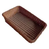 Corbeille manne rectangulaire plastique marron 25 x 40 x 5/10 cm - Vanneries