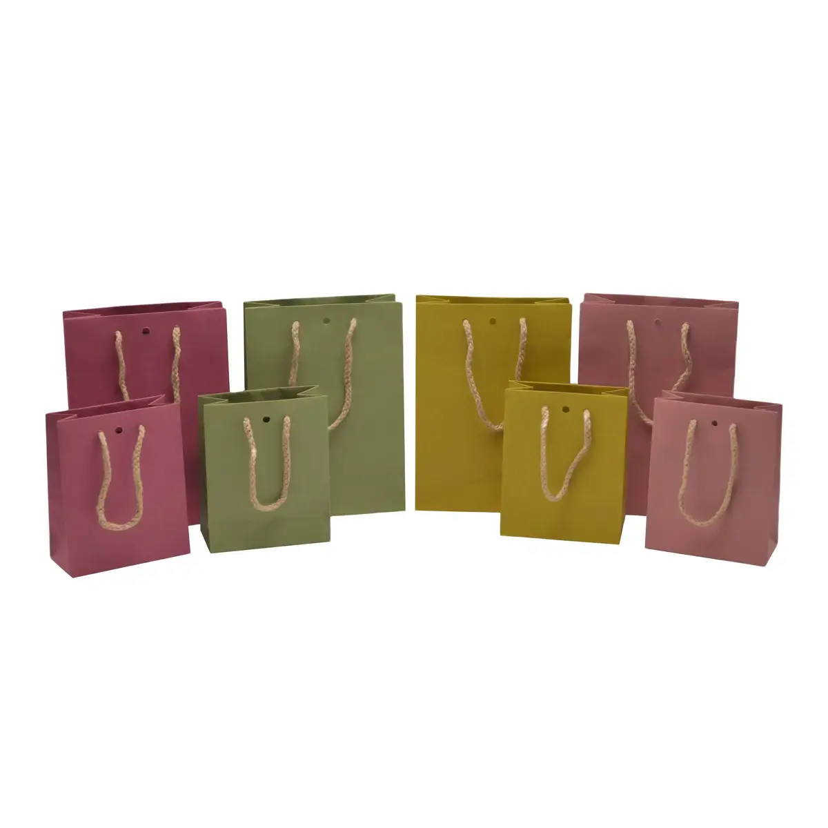 Sacs kraft Vert sauge avec poignées cordelières - 12+6 x15 cm - Sacs kraft luxe-3