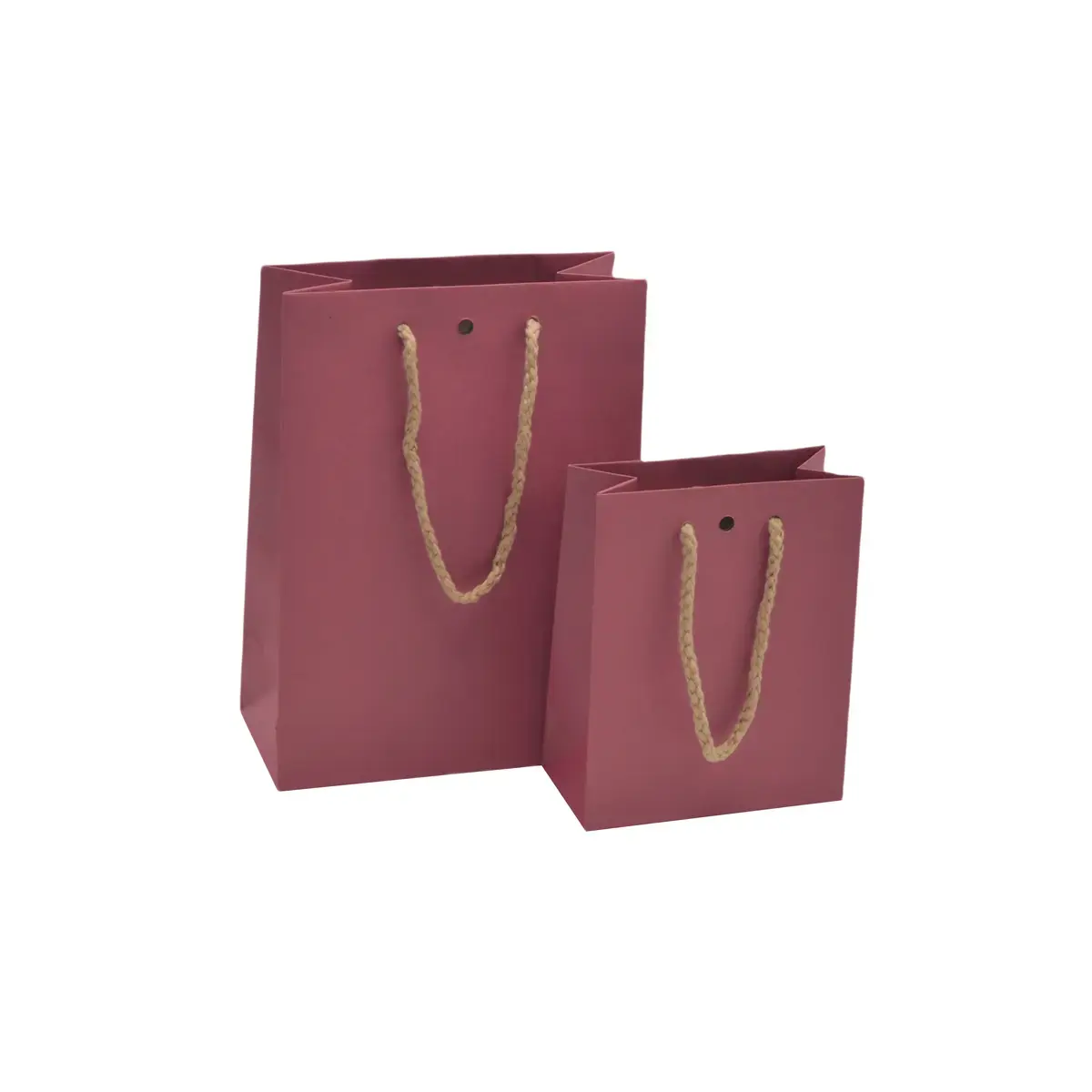 Sacs kraft luxe poignées cordelières - framboise - 12+6x15cm - Sacs kraft luxe-2