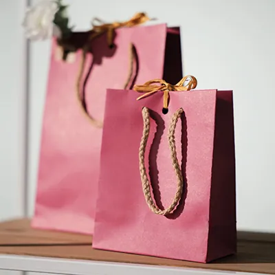 Sacs kraft luxe poignées cordelières - framboise - 12+6x15cm - Sacs kraft luxe-3