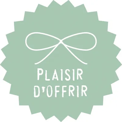 Étiquettes cadeaux adhésives Plaisir d'offrir vert d'eau ø 35 mm - Paquet de 500  - Étiquettes cadeaux adhésives
