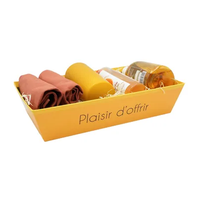 Corbeille carton rectangulaire Plaisir d'offrir 33 x 20 x 7,5 cm orange / marron, paquet de 10 - Corbeilles carton-3
