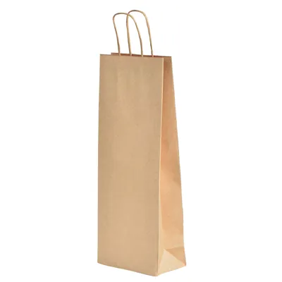 Sac bouteille kraft brun 15 x 8,5 x 39,5 cm 100 g/m² – Sac cadeau bouteille – 1 bouteille - Paquet de 200 - Sacs bouteilles