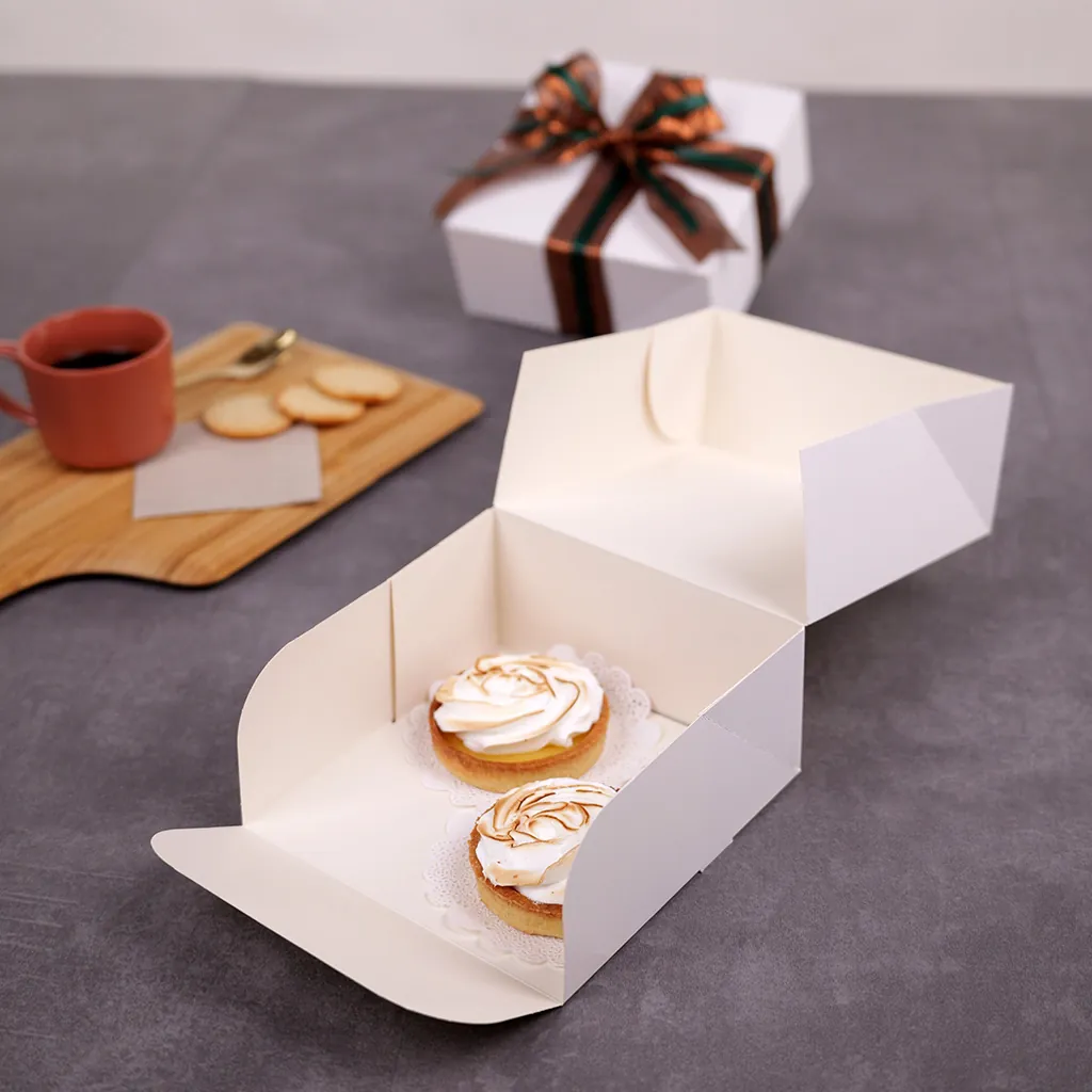 Boite traiteur carton blanc 18 x 18 x 8 cm - Boite plateau traiteur - Boîte pâtissière - Lot de 50 - Boîtes pâtissières, Caissettes pâtissières-2