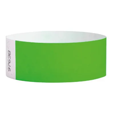 Bracelet papier indéchirable numéroté Tyvek 25 x 255 mm - Bracelet d'identification - Vert fluo - Lot de 250 - Bracelets évènementiels
