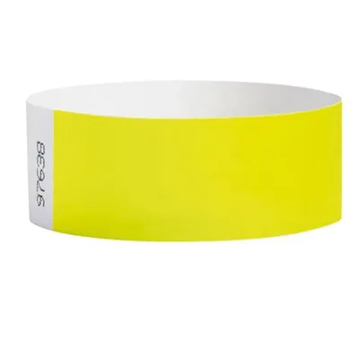 Bracelet papier indéchirable numéroté Tyvek 25 x 255 mm - Bracelet d'identification - Jaune fluo - Lot de 250 - Bracelets évènementiels