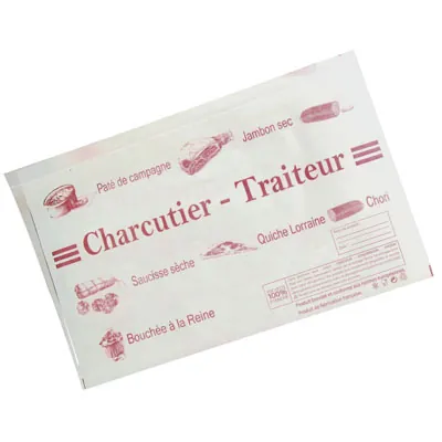 Pochette papier charcuterie traiteur avec fermeture adhésive 33 x 25 cm - Pochette adhésive boucherie - Paquet de 500 - Films, papiers ingraissables et sachets papier alimentaires