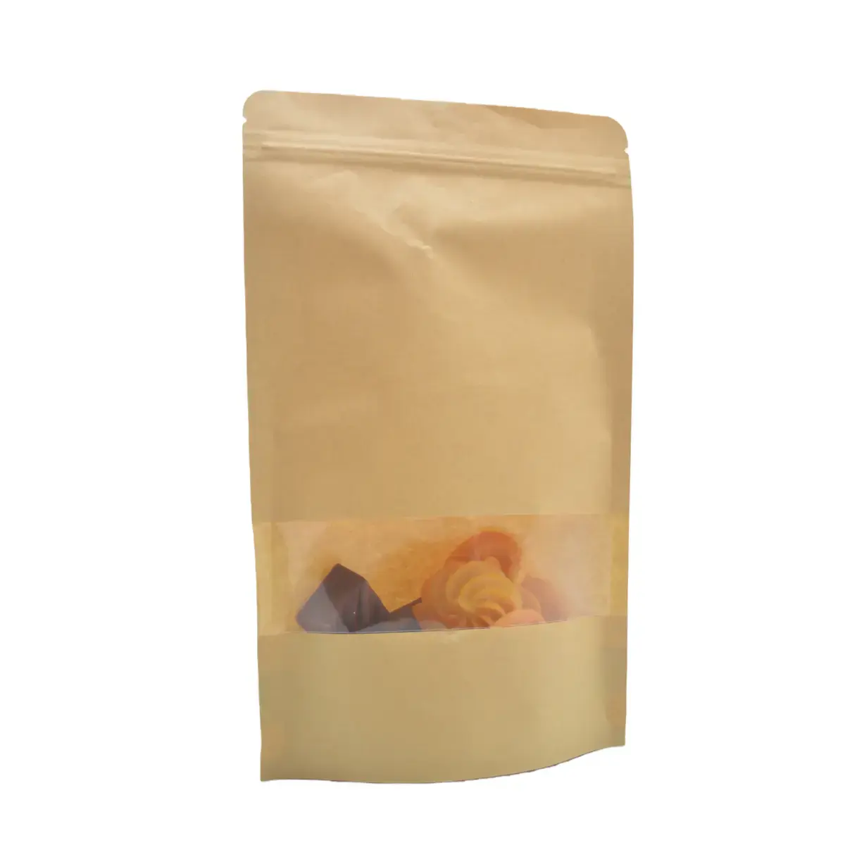 Sachet doypack avec fenêtre 500 ml 14 x 4 x 22 cm fermeture zip - Sachet stand up - Brun - Lot de 50 - Sachets doypacks-6