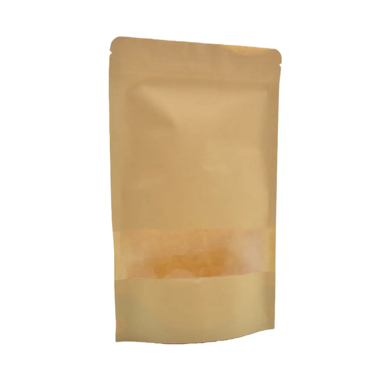 Sachet doypack avec fenêtre 750 ml 16 x 4 x 26 cm fermeture zip - Sachet stand up - Brun - Lot de 50 - Sachets doypacks
