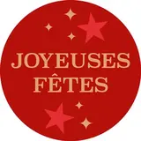 Étiquettes cadeaux adhésives rondes Joyeuses Fêtes rouge/or ø35 mm – Paquet de 500 - Étiquettes Noël