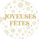 Étiquettes cadeaux adhésives rondes Joyeuses Fêtes flocons or/blanc ø65 mm – Paquet de 200 - Étiquettes Noël