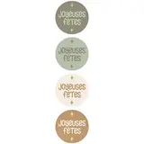 Assortiment étiquettes adhésives Joyeuses Fêtes ø 35 mm - Paquet de 500 - Étiquettes cadeaux adhésives