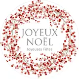 Étiquettes cadeaux adhésives rondes Joyeux Noël couronne fleur rouge/rose ø65 mm – Paquet de 200 - Étiquettes Noël