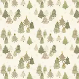 Papier cadeau sapins aquarelle beige/vert/brun 70 cm x 50 m 80 g/m² – Le rouleau - Papier cadeaux couchés à motifs