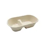 Boîte repas 2 compartiments 850 ml fibre végétale - Lunch box 2 compartiments - Lot de 50 - Boîtes repas jetables, Plateaux compartimentés