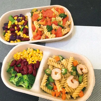 Boîte repas 2 compartiments 850 ml fibre végétale - Lunch box 2 compartiments - Lot de 50 - Boîtes repas jetables, Plateaux compartimentés-2