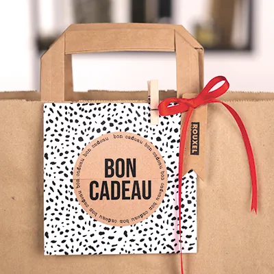 Bon cadeau graphique léopard noir & blanc 12x12cm avec enveloppe – paquet de 12 - Bons cadeaux-4