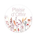 Étiquettes cadeaux adhésives rondes Plaisir d’Offrir fleurs séchées pastel rose ø65 mm – Paquet de 200 - Étiquettes cadeaux adhésives