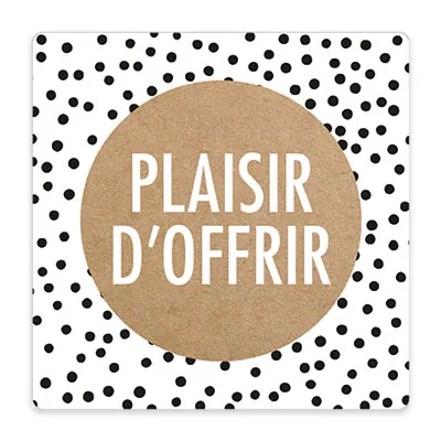 Étiquettes cadeaux adhésives carrées Plaisir d’Offrir brun/noir/blanc 35 x 35 mm – Paquet de 500 - Étiquettes cadeaux adhésives