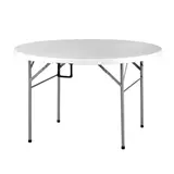 Table ronde pliante portable plastique HDPE blanc ø 122 x H 74 cm - Table pliable ronde - Table de réception ronde - Tables pliantes, Tables traiteur