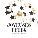Étiquettes adhésives JOYEUSES FÊTES Blanc / Noir / Or ø 35 mm - Paquet de 500 - Étiquettes Noël