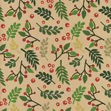 Papier cadeau kraft brun houx vert/rouge 70 cm x 50 m 60 g/m² – le rouleau - Papiers cadeaux kraft à motifs