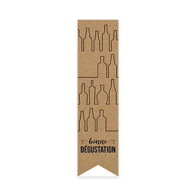 Étiquettes cadeaux adhésives ferme sac Bonne Dégustation brun/noir 35 x 135 mm – Paquet de 200 - Étiquettes cadeaux ferme sac