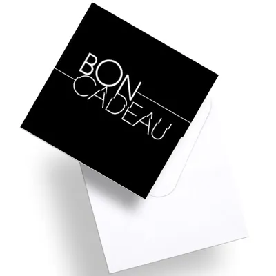 Bon cadeau noir 12 x 12 cm avec enveloppe et coupon détachable - Paquet de 12 - Bons cadeaux