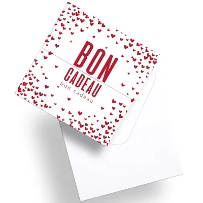 Bon cadeau à remplir Pluie de coeurs 12 x 12 cm avec enveloppes - Carte cadeau - Paquet de 12 - Bons cadeaux