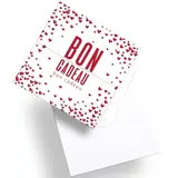 Bon cadeau à remplir Pluie de coeurs 12 x 12 cm avec enveloppes - Carte cadeau - Paquet de 12 - Étiquettes et Bons cadeaux St Valentin