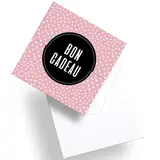Bon cadeau à remplir Pois rose 12 x 12 cm avec enveloppes - Carte cadeau - Paquet de 12 - Étiquettes et Bons cadeaux St Valentin
