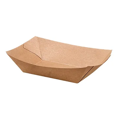 Barquette carton kraft ingraissable 210 ml - Barquette bateau - Brun - Lot de 250 - Emballage snacking