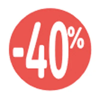 Etiquette Soldes -40% rouge fluo ø30mm - Sticker Soldes -40% - Paquet de 500 - Étiquettes adhésives Soldes, Étiquettes promotionnelles