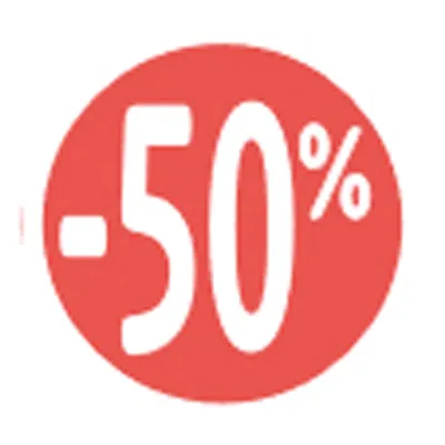 Etiquette Soldes -50% rouge fluo ø30mm - Sticker Soldes -50% - Paquet de 500 - Gommettes adhésives évènementielles