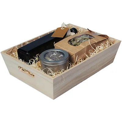 Caisse en bois avec poignées 35 x 25 x 9 cm - Caisse de présentation en bois - Barquettes bois, Cagettes bois, Paniers bois-2