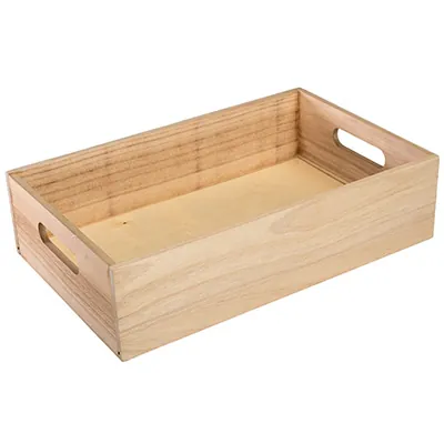 Caisse en bois avec poignées 33 x 21 x 8,5 cm - Caisse de présentation en bois - Barquettes bois, Cagettes bois, Paniers bois