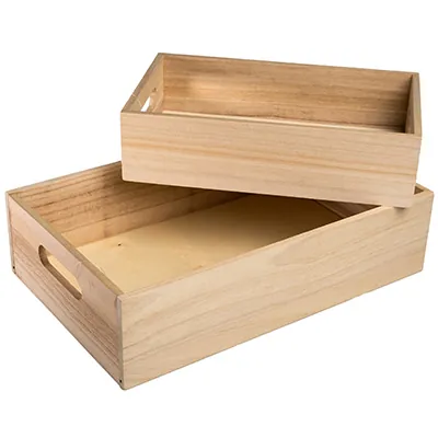 Caisse en bois avec poignées 33 x 21 x 8,5 cm - Caisse de présentation en bois - Barquettes bois, Cagettes bois, Paniers bois-3
