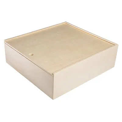 Coffret bois avec couvercle coulissant - 3 bouteilles - 30,8 x 33,5 cm - Coffrets pour bouteilles de vin, Boîtes pour bouteilles de vin-2