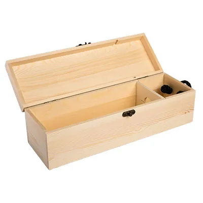 Coffrets bois avec couvercle à rabat - 1 bouteille - 11 x 34,5 cm - Coffrets pour bouteilles de vin, Boîtes pour bouteilles de vin-3
