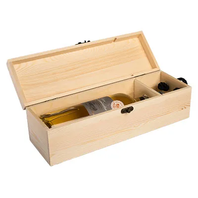 Coffrets bois avec couvercle à rabat - 1 bouteille - 11 x 34,5 cm - Coffrets pour bouteilles de vin, Boîtes pour bouteilles de vin-4