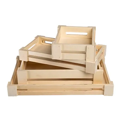 Cagette bois naturel 26,5 x 14,5 x 3,8 cm - Caisse de présentation en bois - Lot de 10 - Barquettes bois, Cagettes bois, Paniers bois-2