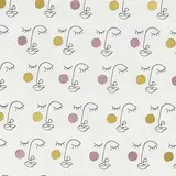 Papier cadeau métallisé blanc motif visage 70 cm x 50 m 74 g/m² – le rouleau - Papier cadeaux couchés à motifs