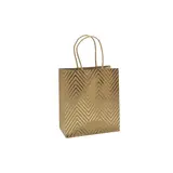 Sac cadeau kraft à chevrons dorés poignées torsadées 15 x 8 x 17 cm – Paquet de 20 - Sacs kraft à motifs