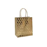 Sac cadeau kraft à étoiles dorées poignées torsadées 15 x 8 x 17 cm – Paquet de 20 - Sacs kraft à motifs