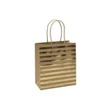 Sac cadeau kraft à rayures dorées poignées torsadées 15 x 8 x 17 cm – Paquet de 20 - Sacs kraft à motifs