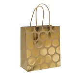 Sac cadeau kraft à pois dorés poignées torsadées 18 x 10 x 21 cm – Paquet de 20 - Sacs kraft à motifs